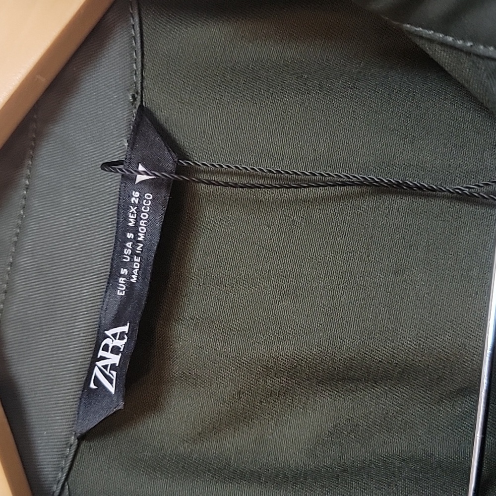 NWOT | ZARA | Olive Green Coated Cargo Dress - Picture 2 of 10